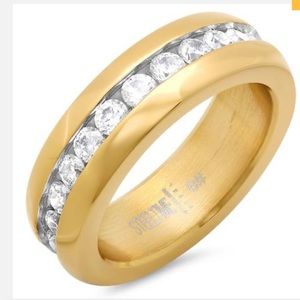 STEELTIME. 18k plated steel w/ simulated diamonds